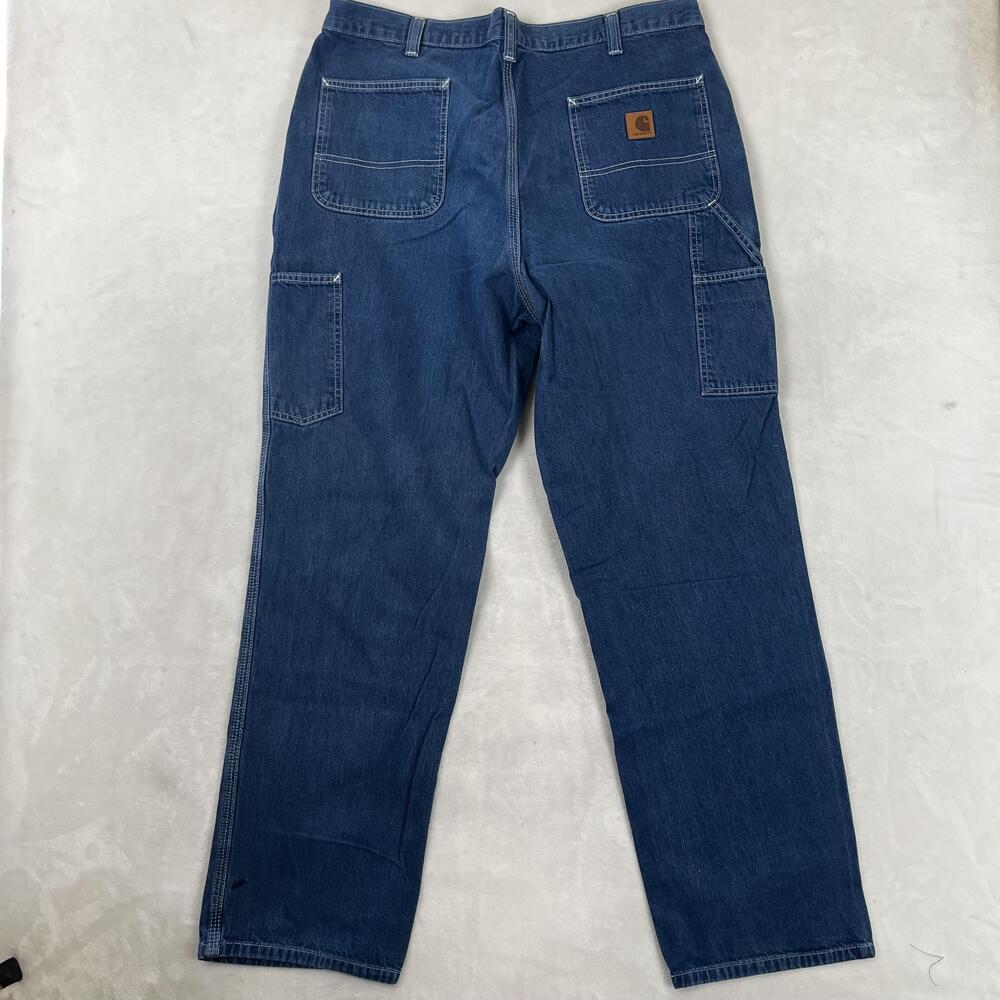 Carhartt Dungaree Fit Jeans Mens 38x34 Blue Relaxed Straight Work Denim Med Wash